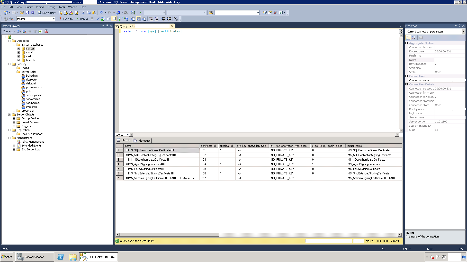 SQL Server management studio