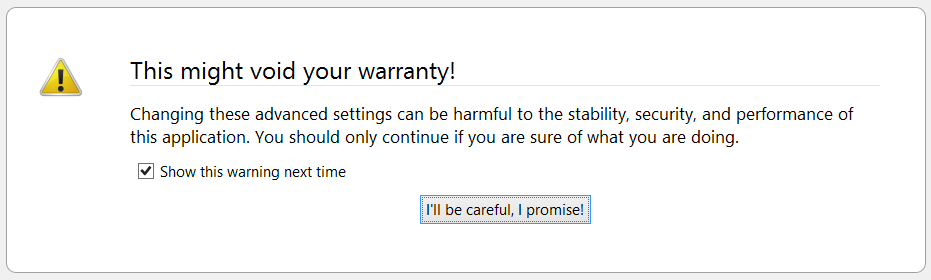 About config warning