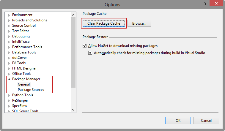 Clear package cache