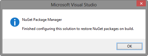 Nuget package restore on build enabled