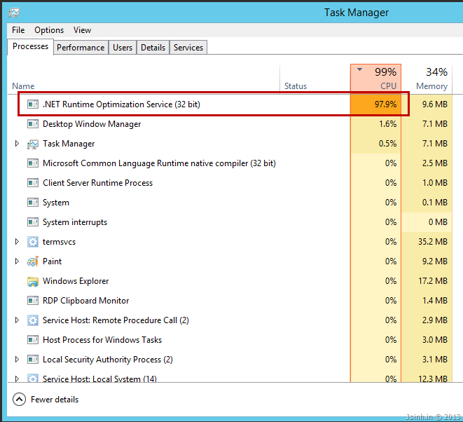 .NET Runtime optimization service in task manager