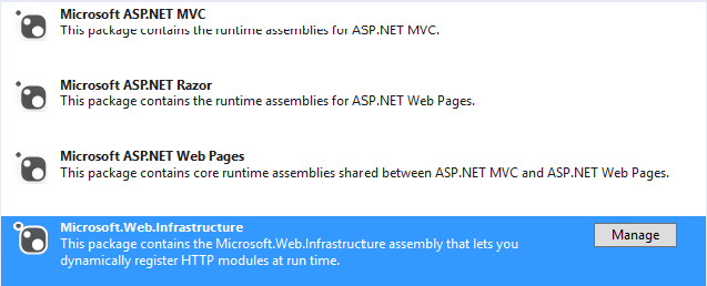 Empty MVC - NuGet Packages