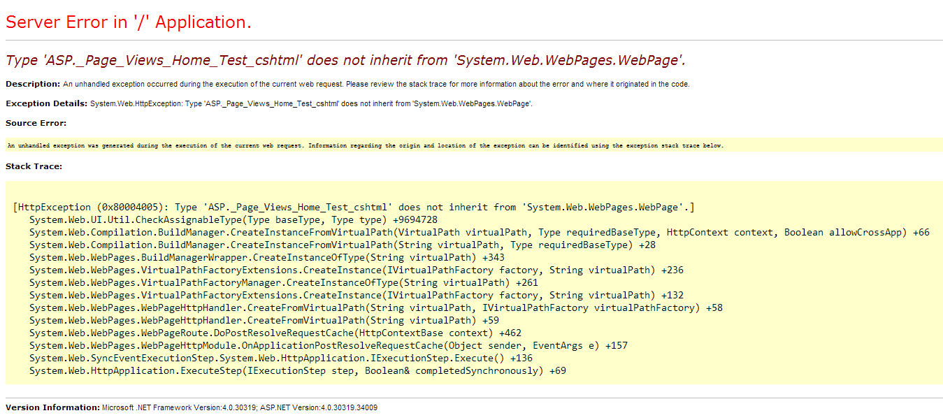 View does not inherit from System.Web.WebPages.WebPage