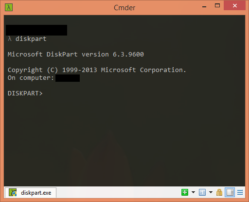 Open DISKPART command line utility