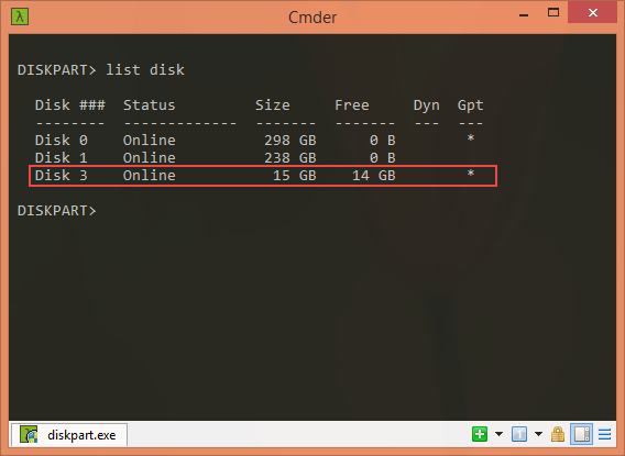 List disk - Diskpart