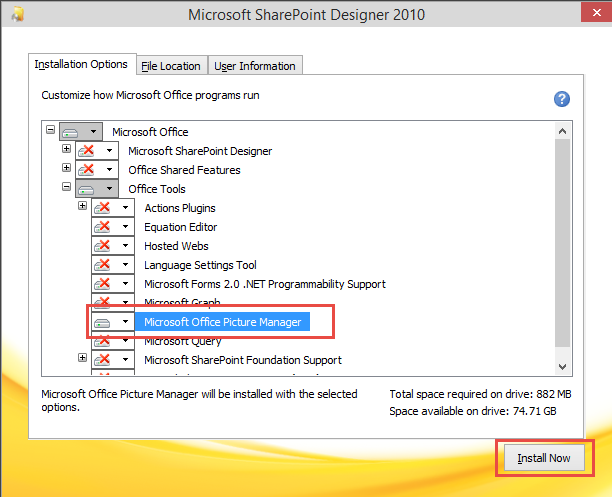 Only select Microsoft Office Picture Manager