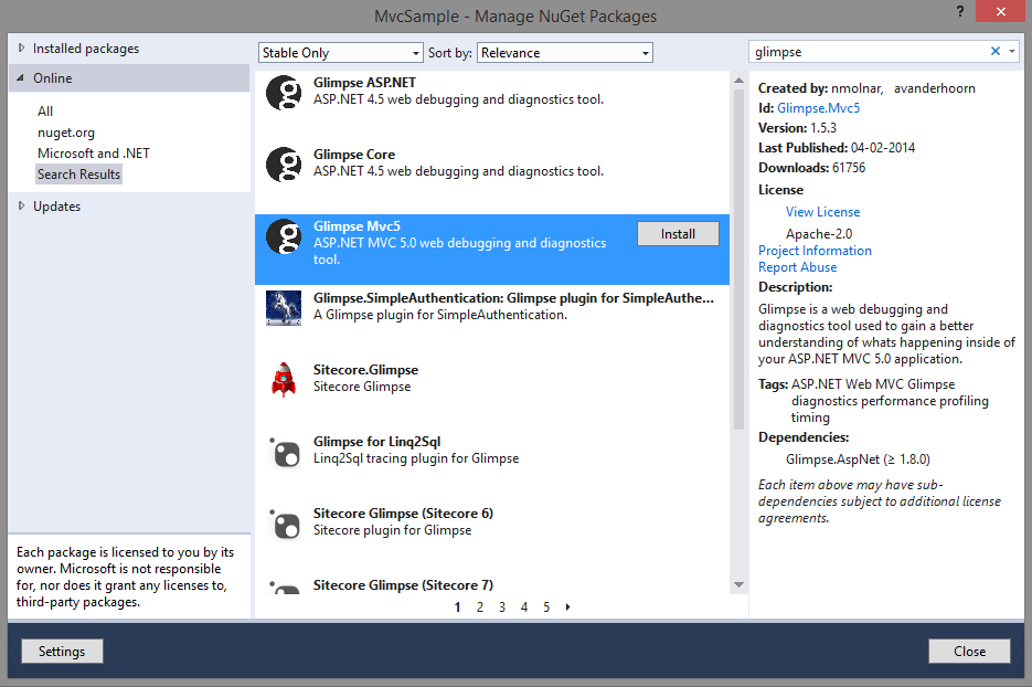 Install Glimple from NuGet