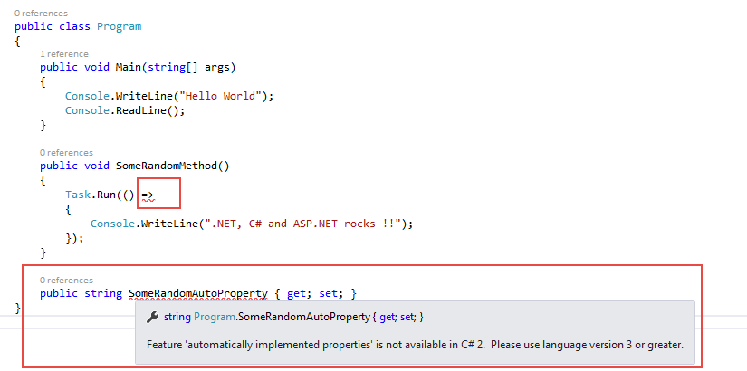 C# 2 selected and Task or AutoProperty does not work