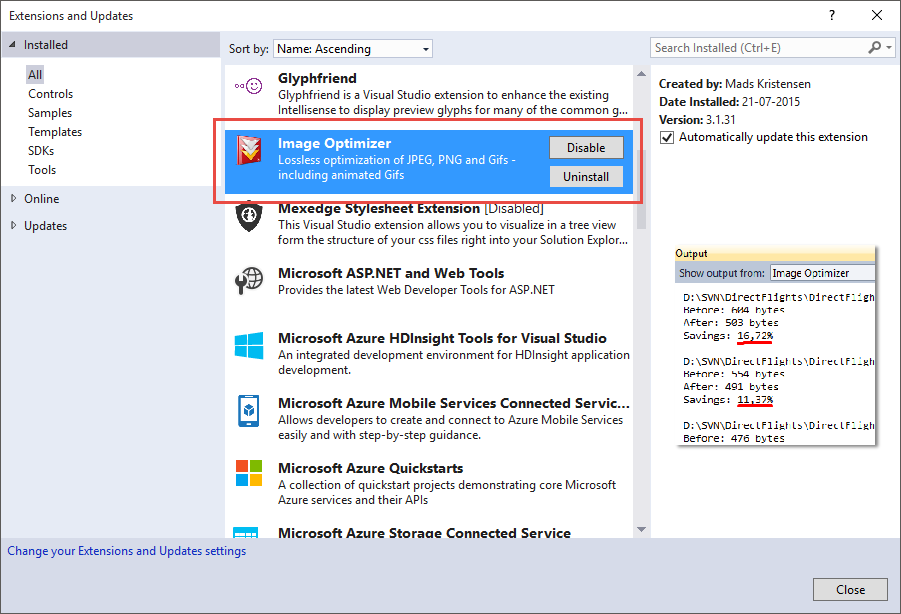 Image Optimizer - Visual Studio Extension